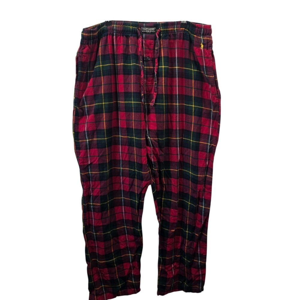 Polo Ralph Lauren Plaid Flannel Pajama Lounge Pants XL Red Black Cotton